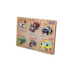 پازل یک تکه وسایل نقلیه پین دار چوبی