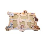 پازل یک تکه حیوانات جنگل پین دار چوبی