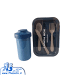 ظرف غذا پلاستیکی همراه با چاقو و قاشق